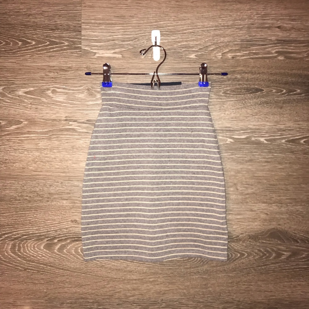 Grey and White Pencil Skirt